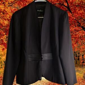 Positive Attitude Large Petite brown lined has pull over cloth buttons blazer